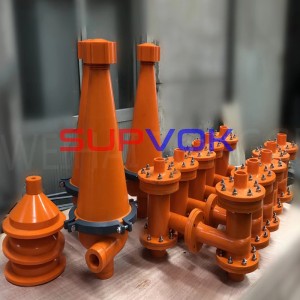 Polyurethane hydrocyclone,  distributor pipe, apex, spigots